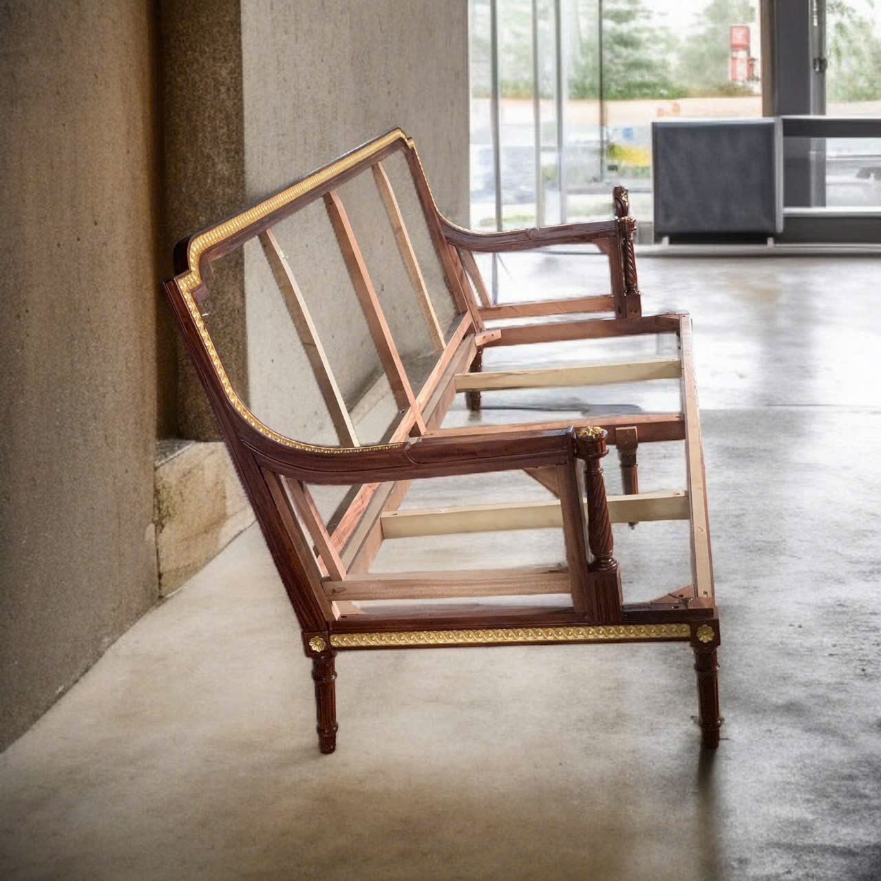 BỘ SOFA CỔ ĐIỂN KATI LOUIS 16 SƠN MÀU NÂU